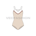 Womens lycra swimsuit flat sketch, front view