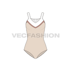 Womens lycra swimsuit flat sketch, front view