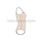 Womens lycra swimsuit flat sketch, side view