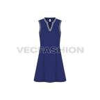 Womens marine dress flat sketch, front view
