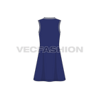Womens marine dress flat sketch, back view