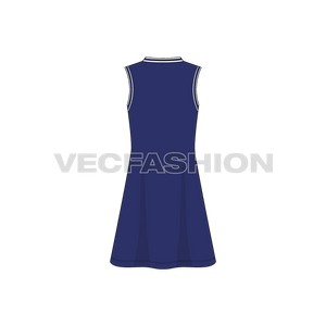 A vector template for Women's Marine Dress. It has a stylized Open Collar with tipping around neck and armholes. The cut is A-line flares out towards the bottom. 