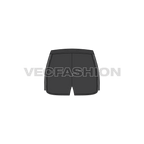 Womens mesh sport shorts flat sketch, back view