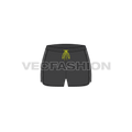 Womens mesh sport shorts flat sketch, front view