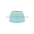 Womens miami beach shorts flat sketch, front view