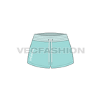 Womens miami beach shorts flat sketch, front view