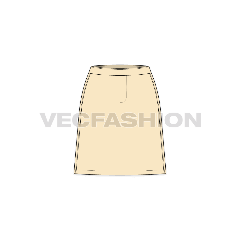 Womens micro skirt flat sketch, front view
