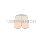 Womens mini swim shorts flat sketch, back view