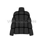 Women's Mock Neck Bubble Jacket flat sketch, back view
