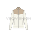 Womens Mock Neck Jacket flat sketch, front view