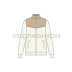 Womens Mock Neck Jacket flat sketch, front view