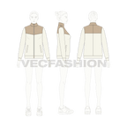 Womens Mock Neck Jacket flat sketch, croqui sketch