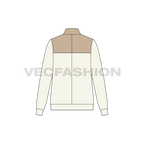 Womens Mock Neck Jacket flat sketch, back view