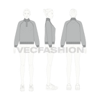 Womens mock neck sweatshirt flat sketch, croqui sketch