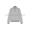 Womens mock neck sweatshirt flat sketch, front view