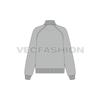 Womens mock neck sweatshirt flat sketch, back view