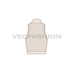 Womens mock neck tank flat sketch, back view