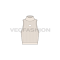 Womens mock neck tank flat sketch, front view
