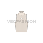Womens mock neck tank flat sketch, front view