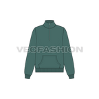 Womens mock neck training jacket flat sketch, front view