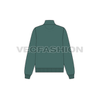 Womens mock neck training jacket flat sketch, back view