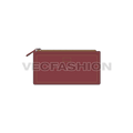 Womens money wallet flat sketch, view 1