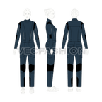 Womens mono suit flat sketch, on croqui