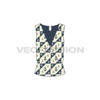 Womens nautical blouse flat sketch, front view