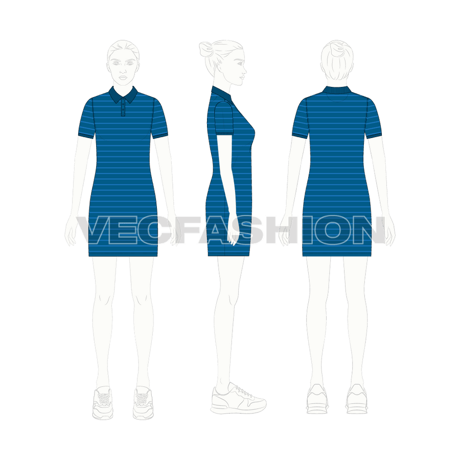 Women's Nautical Long Polo Shirt VecFashion