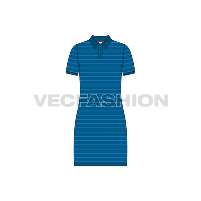 Women's Nautical Long Polo Shirt vector clothing template