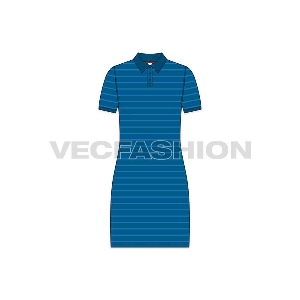 Women's Nautical Long Polo Shirt VecFashion