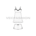 Womens night suit flat sketch, front view