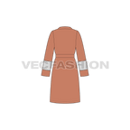 Womens night suit robe flat sketch, back view