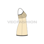 Womens nightwear dress flat sketch, side view
