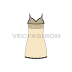 Womens nightwear dress flat sketch, back view