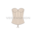Womens nude fitted corset flat sketch, front view