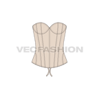 Womens nude fitted corset flat sketch, front view