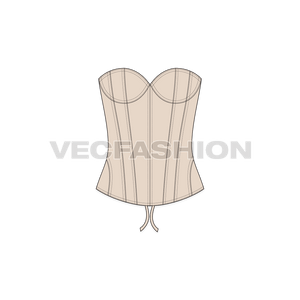 Women's Nude Fitted Corset vector apparel template