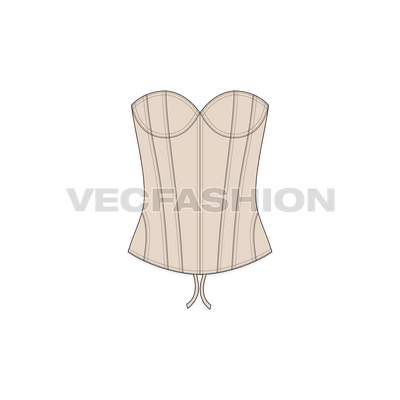 Women's Nude Fitted Corset vector apparel template