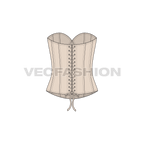 Womens nude fitted corset flat sketch, back view