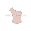 Womens off-shoulder knitwear tee flat sketch, front view