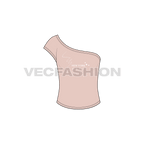 Womens off-shoulder knitwear tee flat sketch, front view