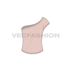 Womens off-shoulder knitwear tee flat sketch, back view