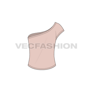 A vector illustrator template for Women's Off-shoulder Knitwear Tee. 