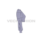 Womens off-shoulder shirt crop top flat sketch, side view