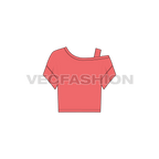 Womens off-shoulder top flat sketch, back view