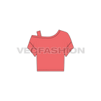 Womens off-shoulder top flat sketch, front view