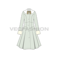Women's Old Vintage Classic English Coat flat sketch, front view