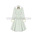 Women's Old Vintage Classic English Coat flat sketch, front view