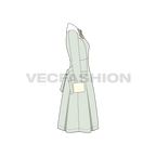 Women's Old Vintage Classic English Coat flat sketch, side view